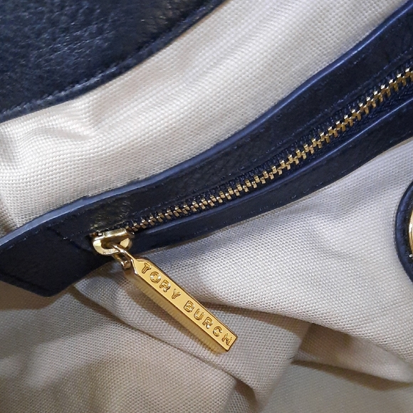 Tory Burch Black and Tan Structured Tote - Picture 3 of 9